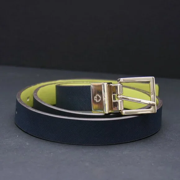 Kate Spade Navy Blue Belt w/Silver Ace Buckle Genuine Leather Large - Picture 6 of 7